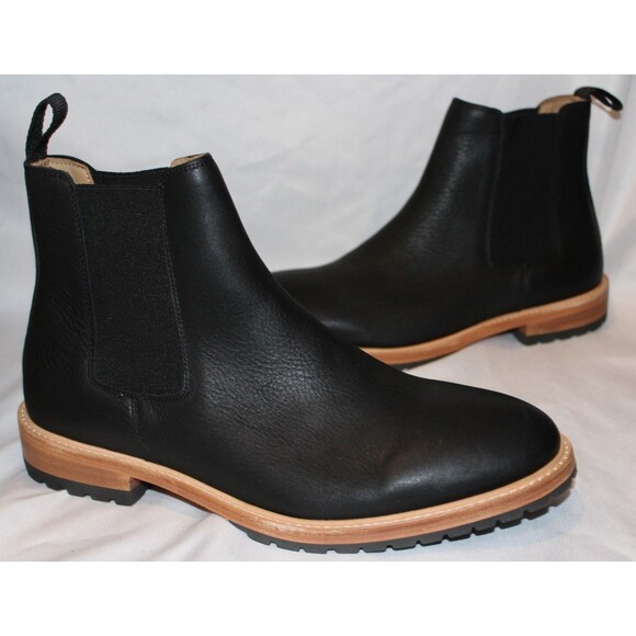 Nisolo Men's BLACK Marco Everyday Chelsea Leather Boots $268 NEW - Picture 1 of 6